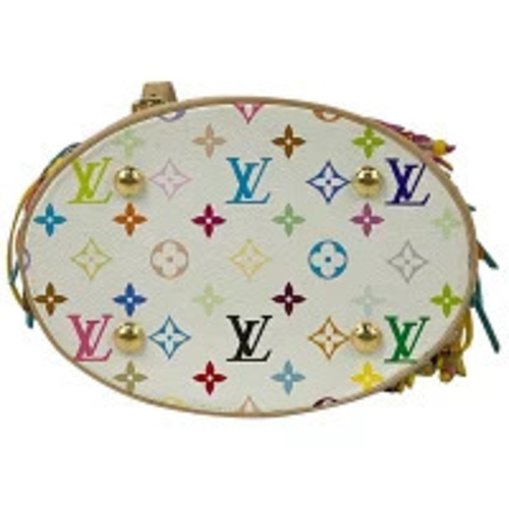 Louis Vuitton Bucket Flange Shoulder Bag Fringe Tote Monogram Multicolor Blanc - Picture 5 of 7